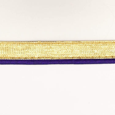 3 Yards, Flanged Insertion Gold Fabric Trim With Violet Piping, 15mm Cord piping Trim Decorative Sewing Edge Trim Flanged Piping Cord